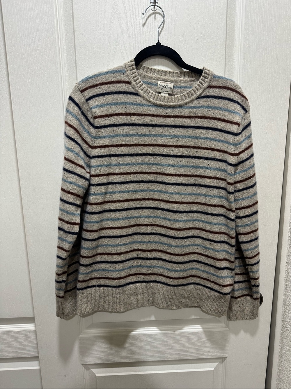 J.Crew Women’s Rugged Merino Wool Striped Sweater Size L